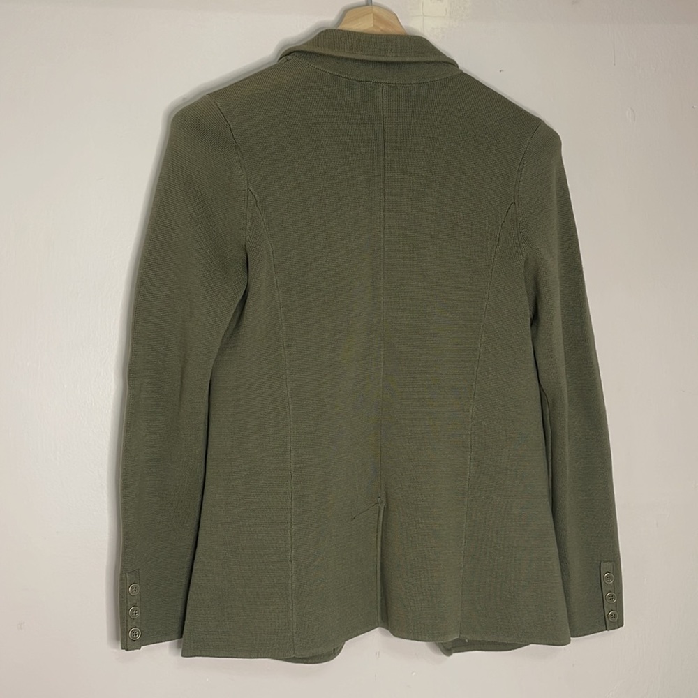 Talbots Olive Collared Sweater Jacket Blazer Card… - image 8